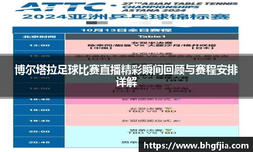 博尔塔拉足球比赛直播精彩瞬间回顾与赛程安排详解